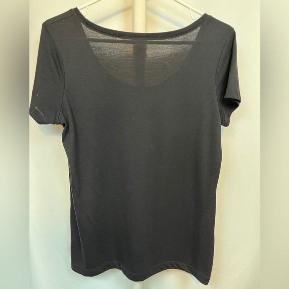 a.n.a. Black Short Sleeve Striped Blouse PL - Picture 4 of 7